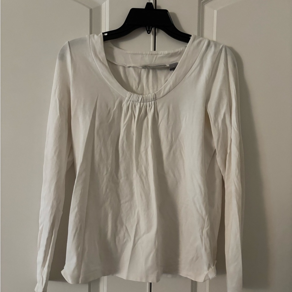 Liz Claiborne Cream Pleated Bib Collar Blouse